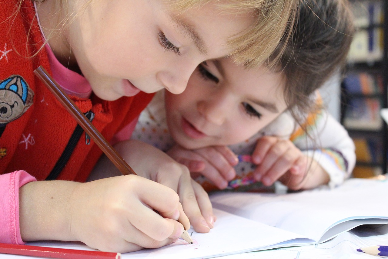 Children writing and learning
